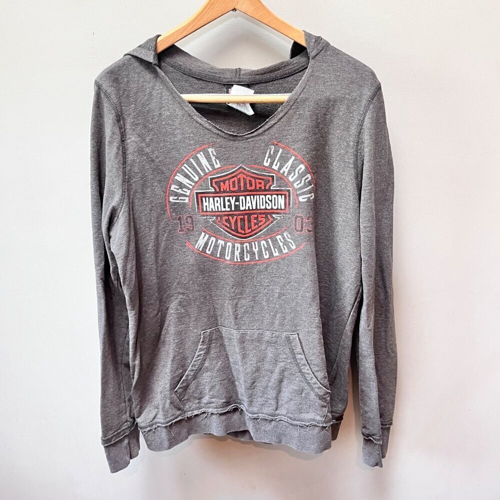 Harley Davidson Graphic Gray Hoodie- Woman's Sz.‎ Small